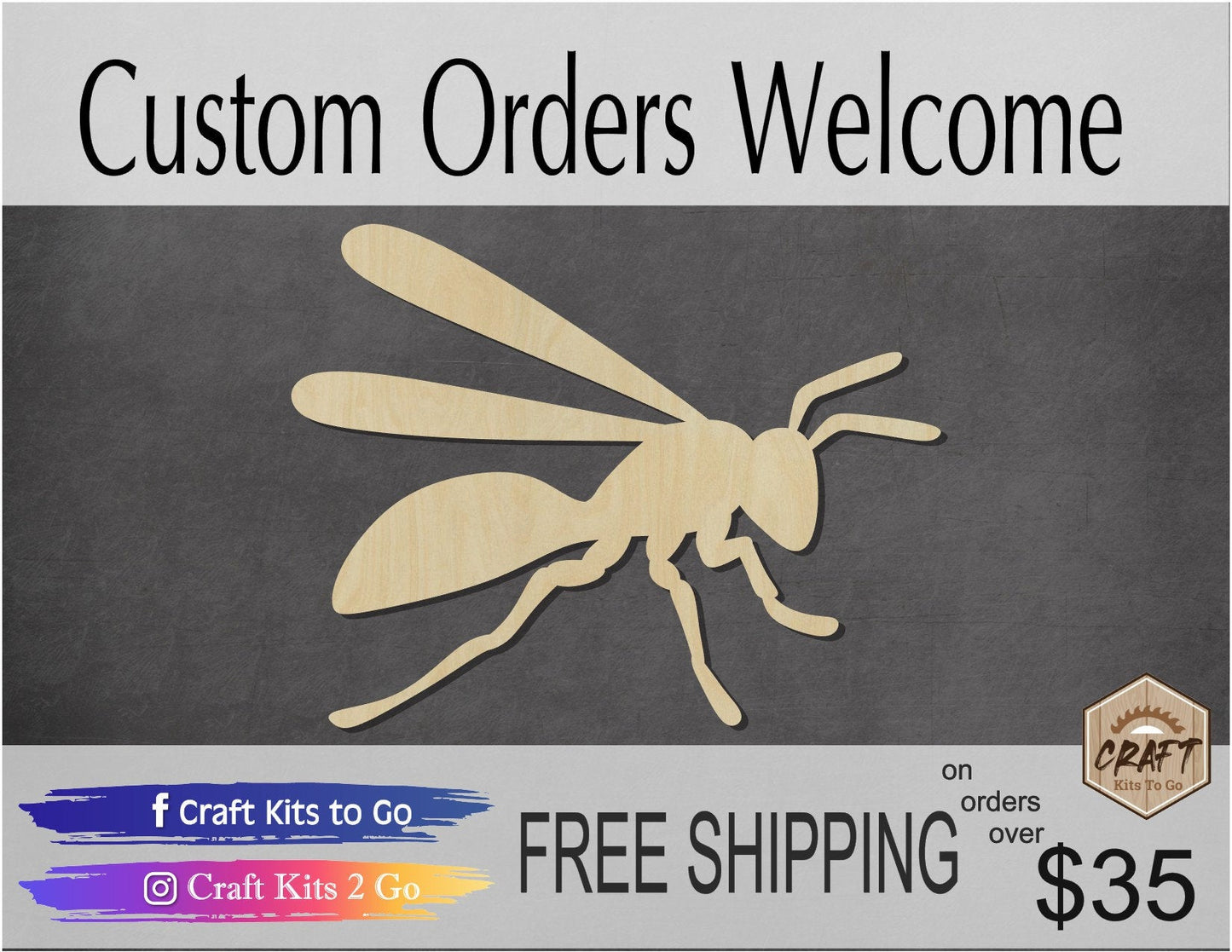 Hornet wood cutout wood shapes bugs animal cutouts #1606 - Multiple Sizes Available - Unfinished Wood Cutouts Shapes