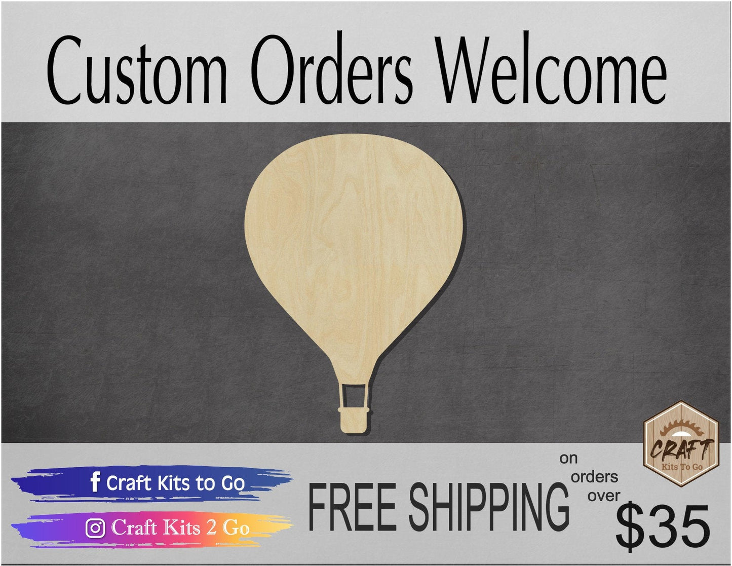 Hot Air Balloon wood cutout wood shapes #1611 - Multiple Sizes Available - Unfinished Wood Cutouts Shapes