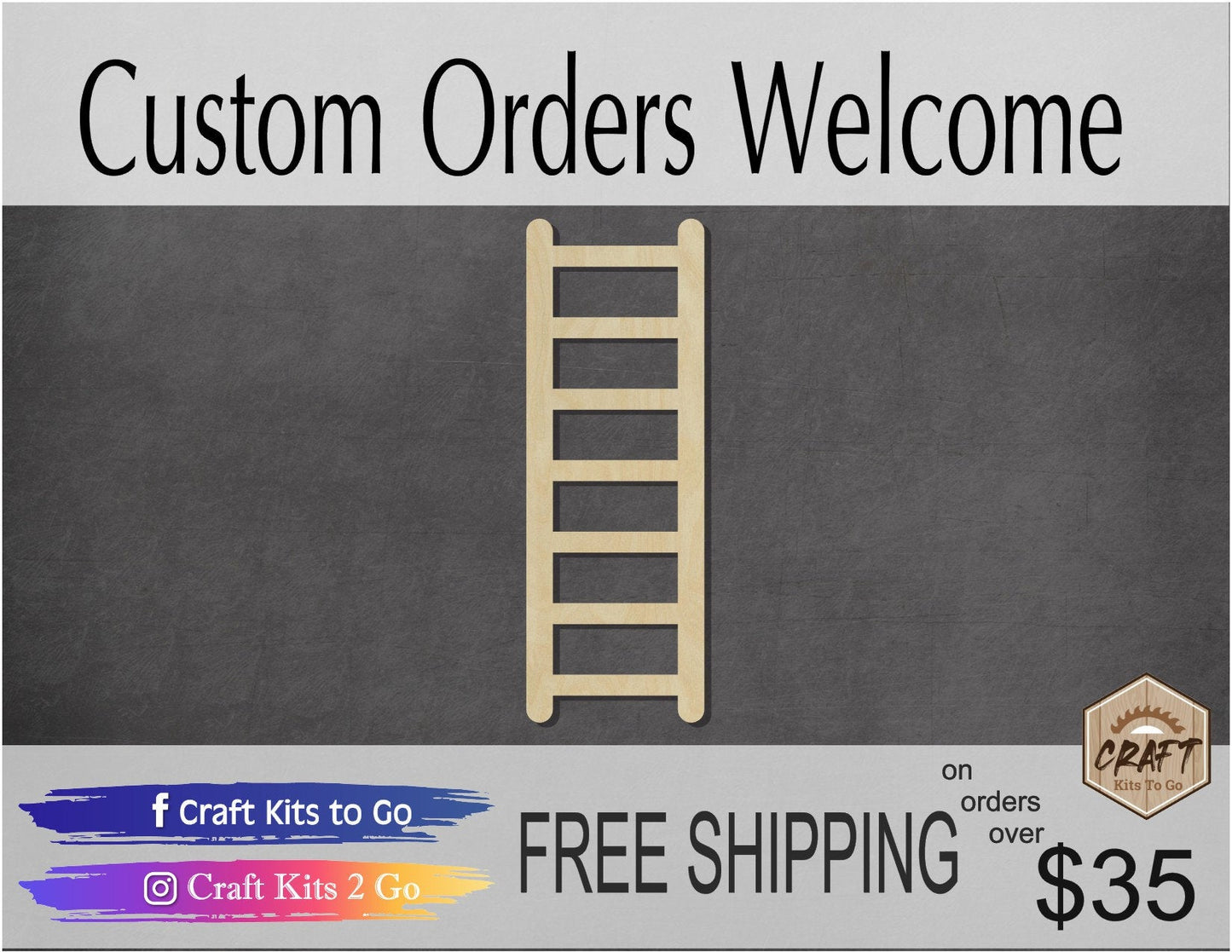 Ladder wood cutouts wood shapes Fire Tools DIY Paint kit #1662 - Multiple Sizes Available - Unfinished Wood Cutout Shapes