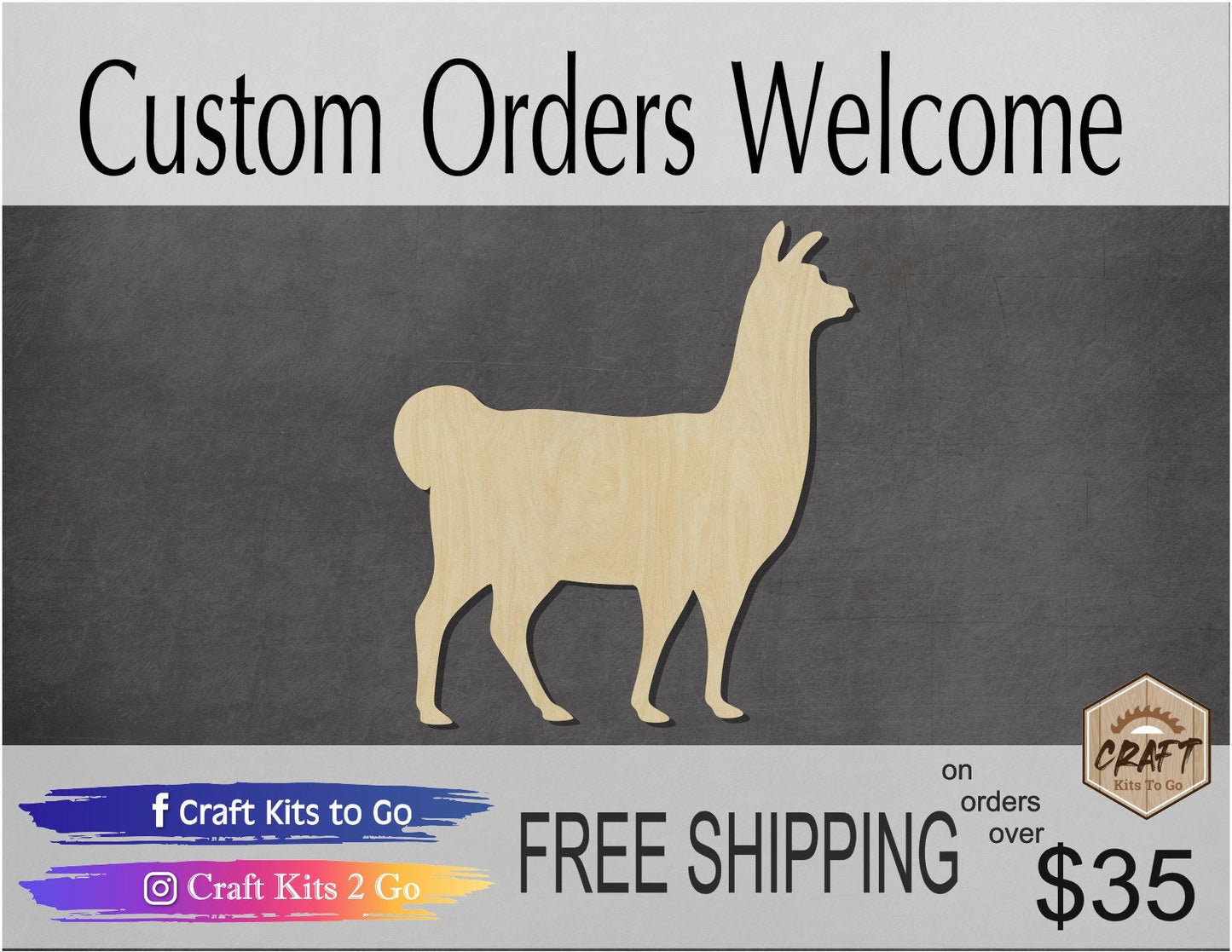 Llama wood cutouts wood shapes animal shapes animal cutouts DIY paint kit #1699 - Multiple Sizes Available - Unfinished Wood Cutout Shapes