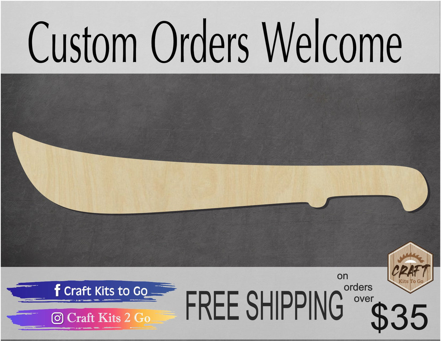 Machete wood cutouts wood Shapes Tools DIY Paint kit #1710 - Multiple Sizes Available - Unfinished Wood Cutout Shapes