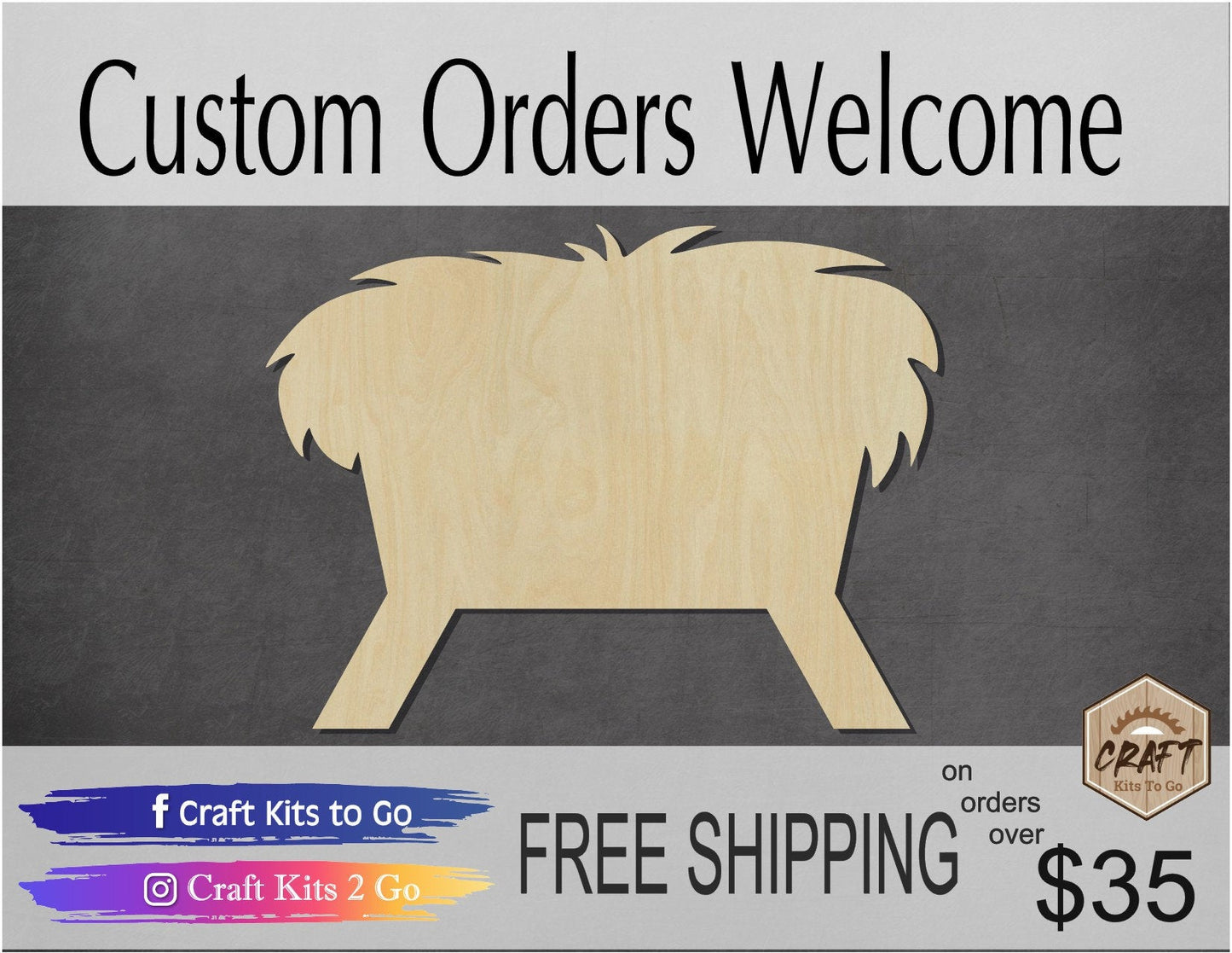 Manger wood shape wood cutouts Nativity Christmas Craft DIY Paint kit #1721 - Multiple Sizes Available - Unfinished Wood Cutout Shapes