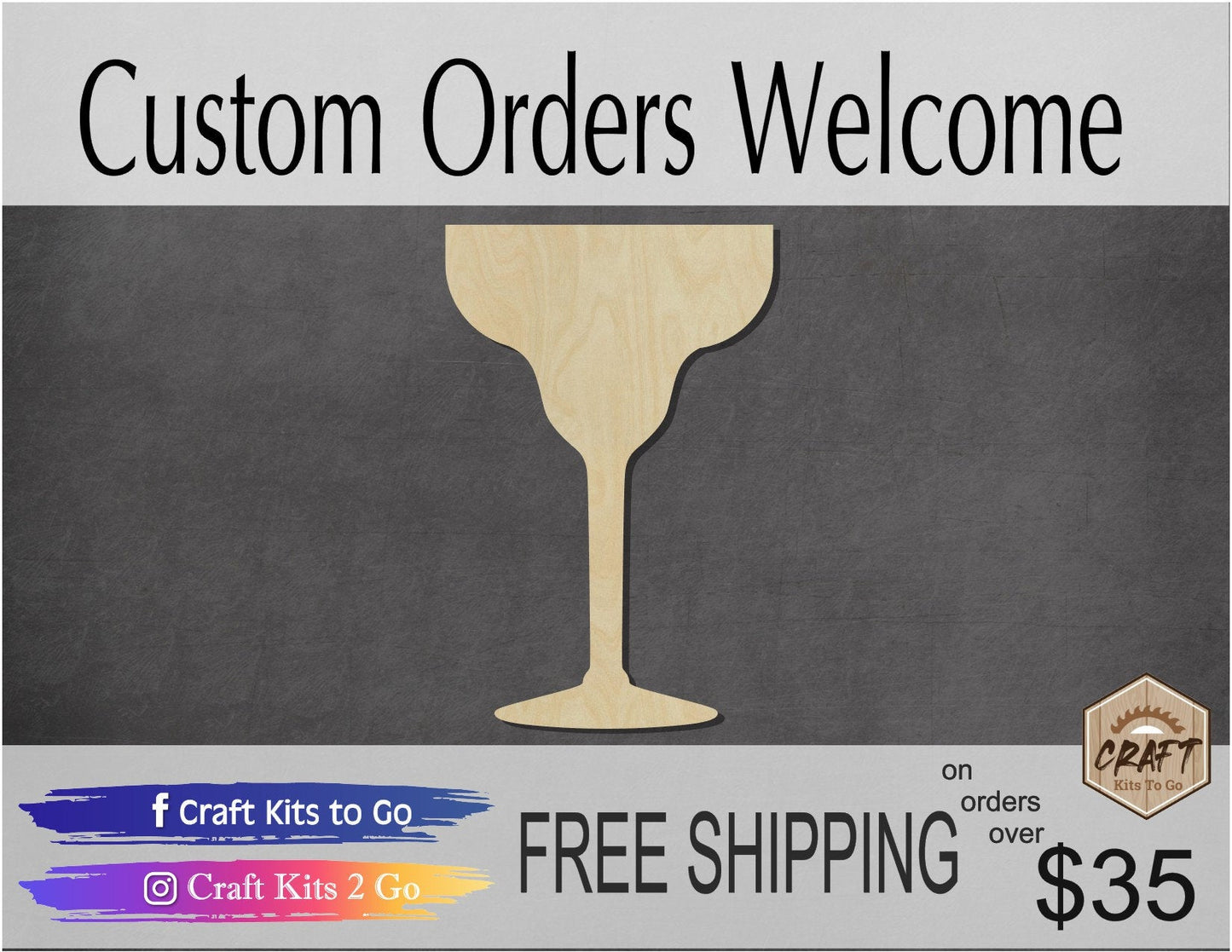 Margarita Glass wood shape wood cutouts DIY Paint kit #1727 - Multiple Sizes Available - Unfinished Wood Cutout Shapes