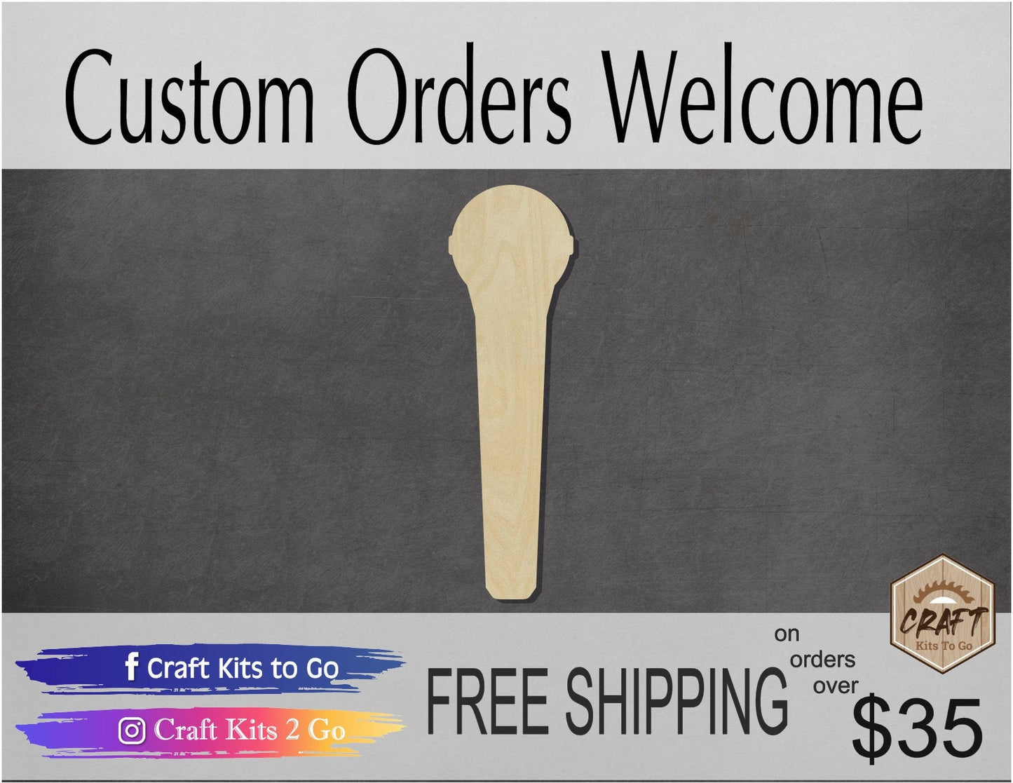 Microphone wood shape wood cutouts Music Singing DIY Paint kit #1740 - Multiple Sizes Available - Unfinished Wood Cutout Shapes