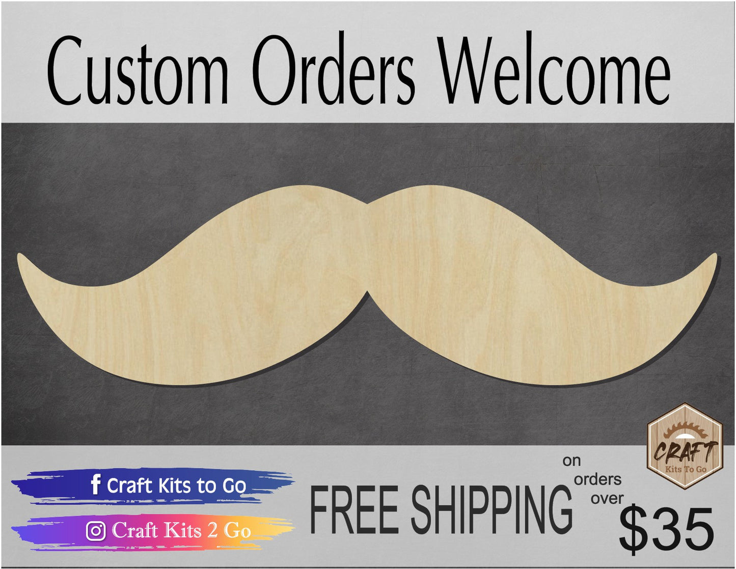 Mustache wood shape wood cutouts Mr Man Little Man Boy DIY Paint kit #1772 - Multiple Sizes Available - Unfinished Wood Cutout Shapes