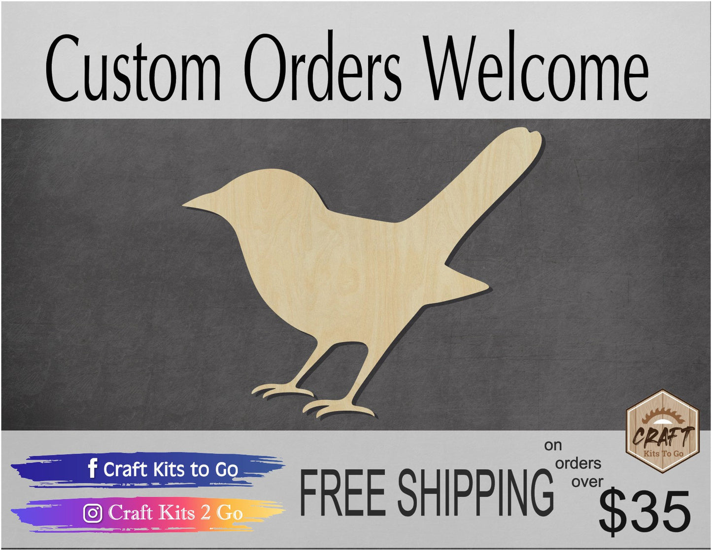 Nightingale Bird wood shape wood cutouts birds animal cutouts animal shapes #1782 - Multiple Sizes Available - Unfinished Wood Cutout Shapes