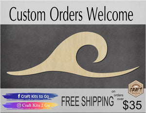Ocean Wave wood shape wood cutouts Beach Waves DIY Paint kit #1792 - Multiple Sizes Available - Unfinished Wood Cutout Shapes