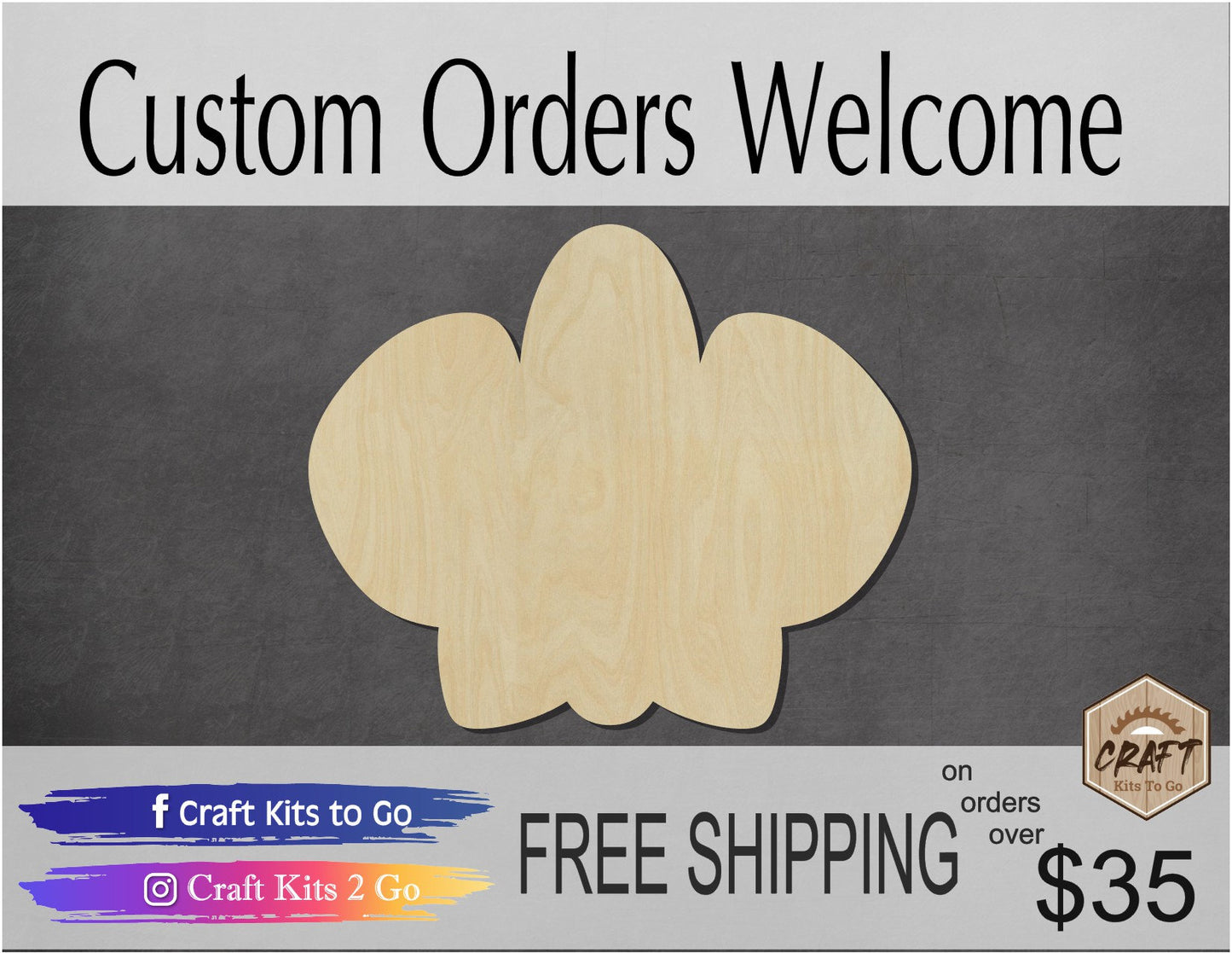 Orchid wood shape wood cutouts flowers garden yard DIY paint kit #1802 - Multiple Sizes Available - Unfinished Wood Cutout Shapes