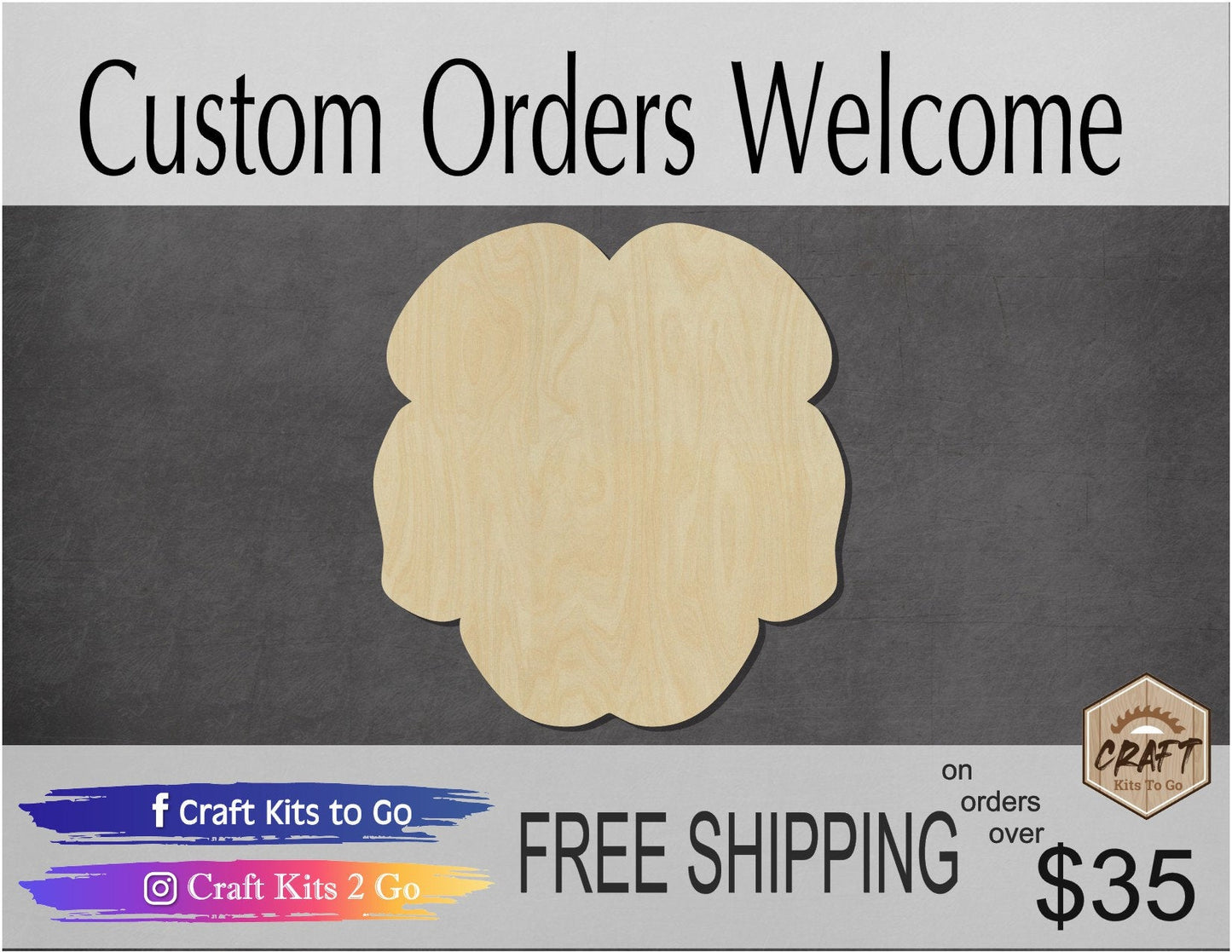 Pansy wood shape wood cutouts plants flowers yard DIY Paint kit #1819 - Multiple Sizes Available - Unfinished Wood Cutout Shapes