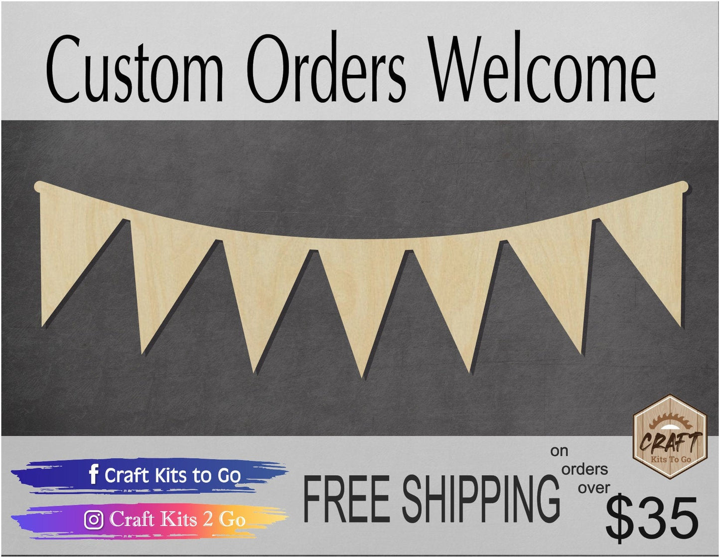Banner wood shape wood cutout celebrate celebration DIY paint kit #1835 - Multiple Sizes Available - Unfinished Wood Cutout Shapes