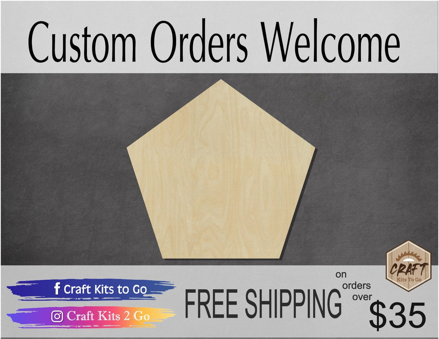 Pentagon wood shape wood cutouts Shape cutouts DIY paint kit #1838 - Multiple Sizes Available - Unfinished Wood Cutout Shapes
