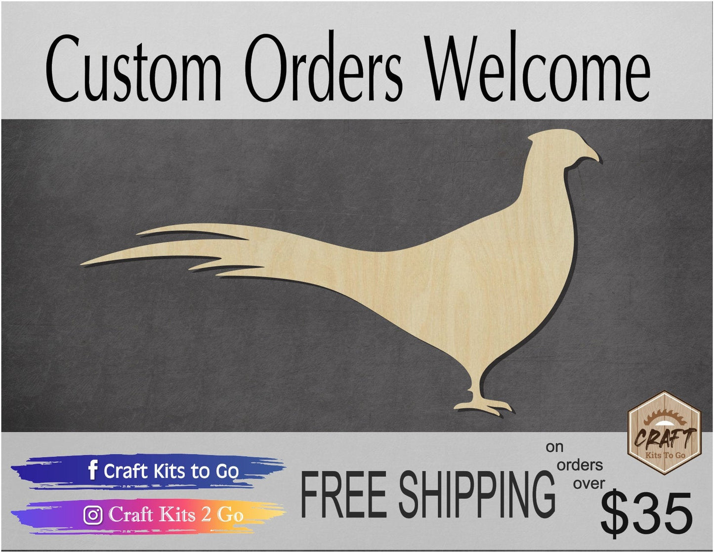 Pheasant wood shape wood cutouts bird birds DIY Paint kit animal cutouts #1842 - Multiple Sizes Available - Unfinished Wood Cutout Shapes