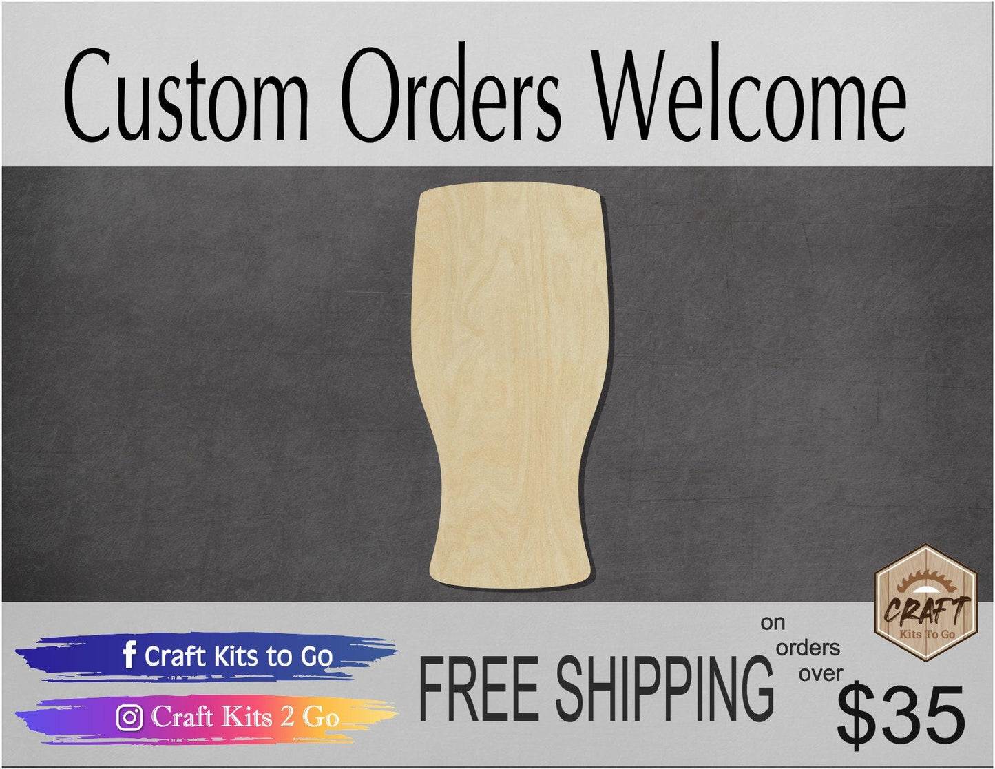 Glass wood shape wood cutouts DIY Paint kit #1852 - Multiple Sizes Available - Unfinished Wood Cutout Shapes