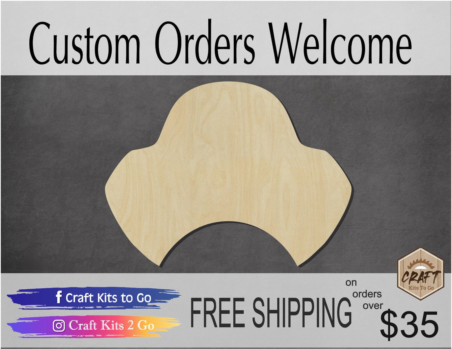 Pirate Hat wood shape wood cutouts DIY Paint kit #1856 - Multiple Sizes Available - Unfinished Wood Cutout Shapes