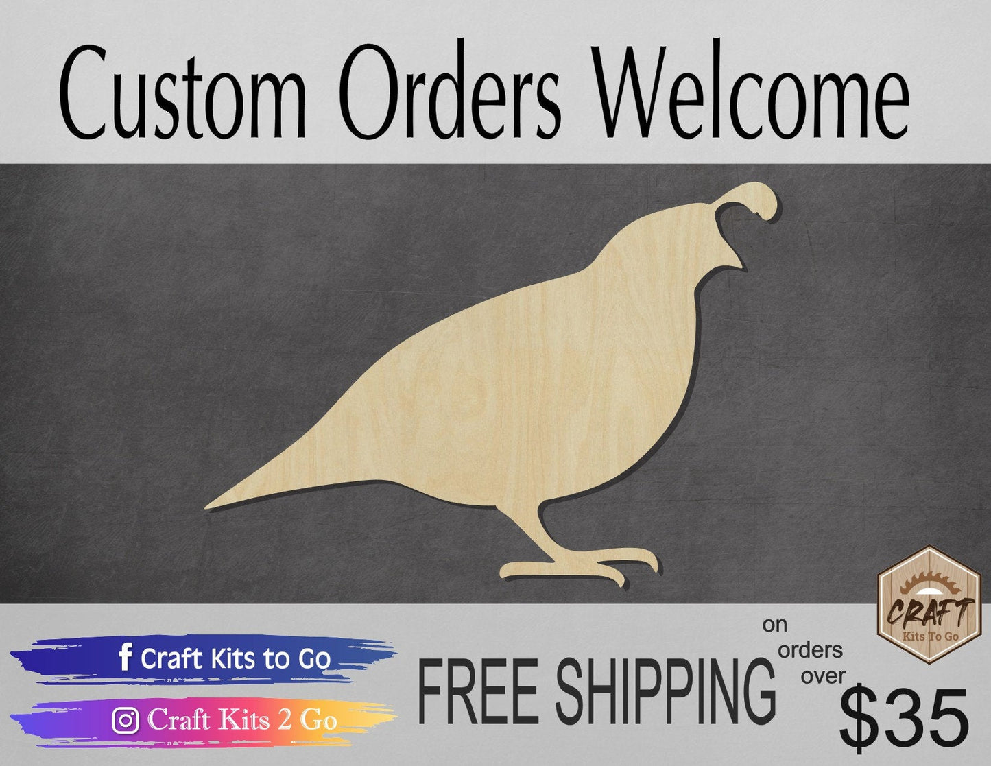Quail wood shape wood cutouts birds Bird cutouts DIY paint kit #1900 - Multiple Sizes Available - Unfinished Wood Cutout Shapes