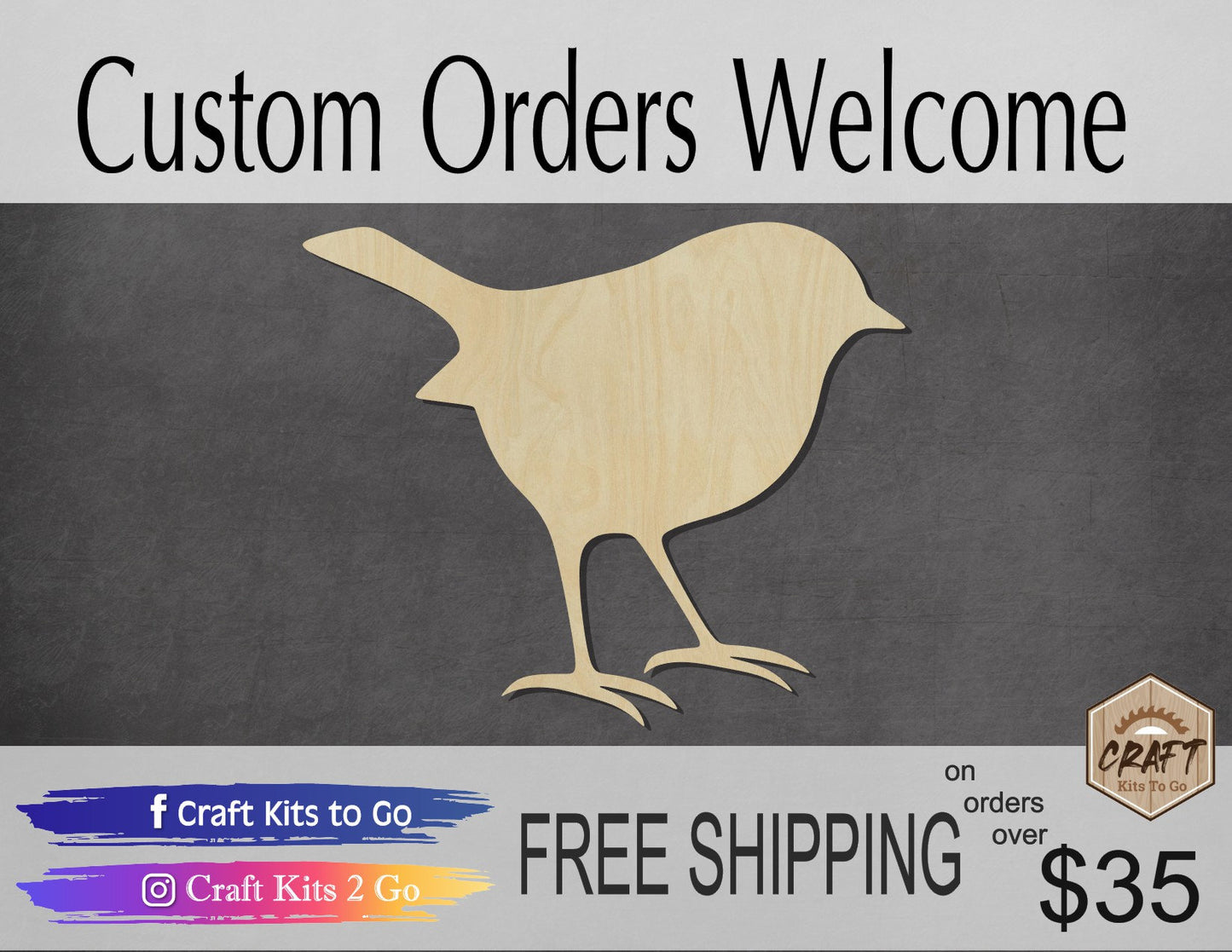 Robin bird wood shape wood cutouts bird cutouts birds DIY Paint kit #1928 - Multiple Sizes Available - Unfinished Wood Cutout Shapes