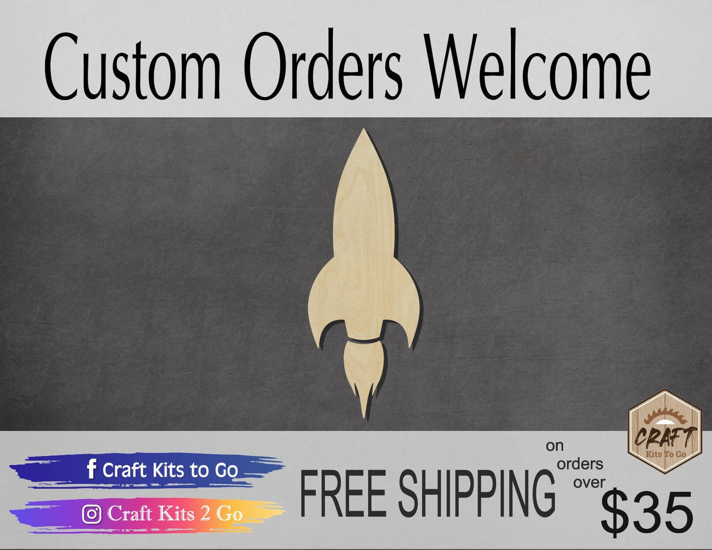 Rocket wood shape wood cutouts Space DIY Paint kit #1929 - Multiple Sizes Available - Unfinished Wood Cutout Shapes