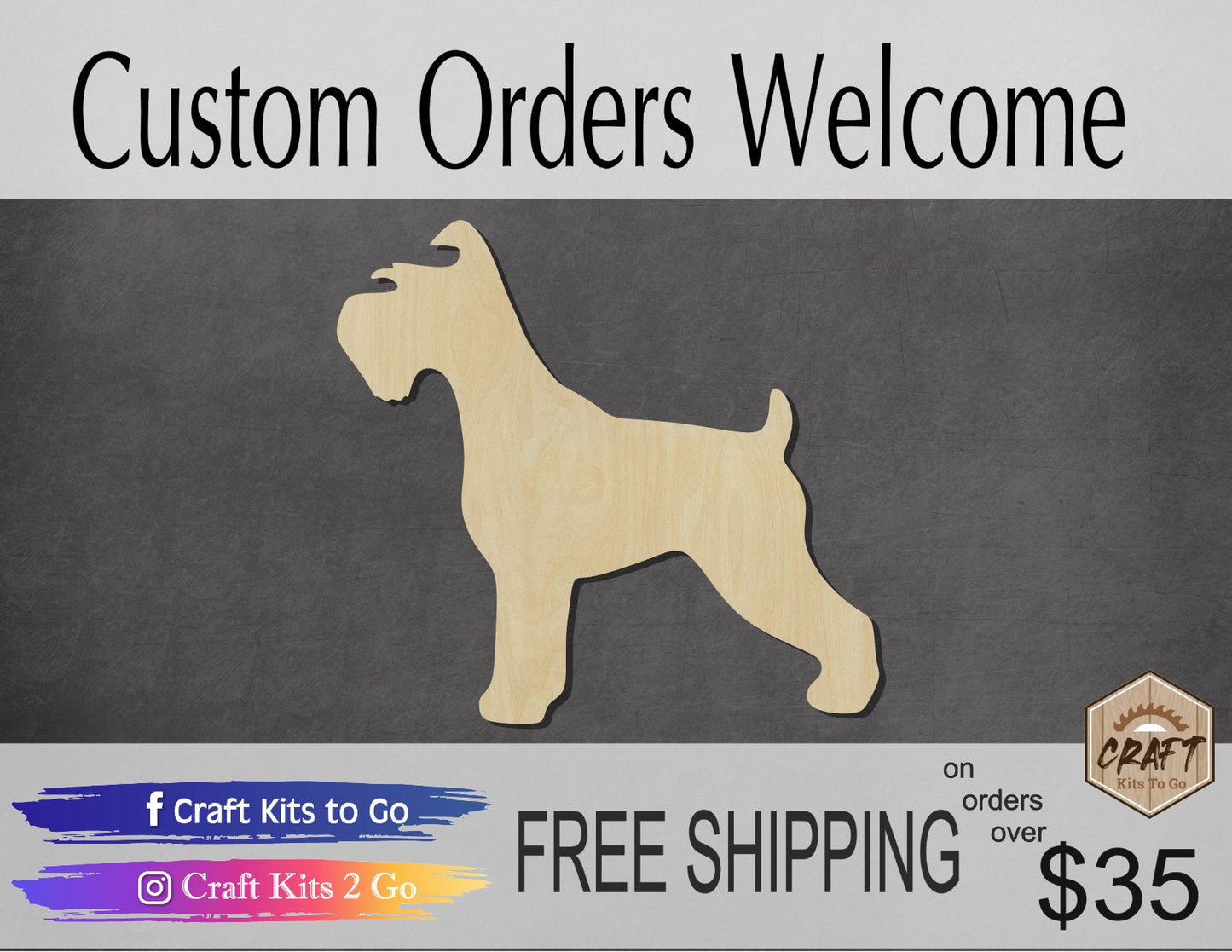 Schnauzer wood shape wood cutouts Dog cutouts animal cutouts DIY Paint kit #1966 - Multiple Sizes Available - Unfinished Wood Cutout Shapes
