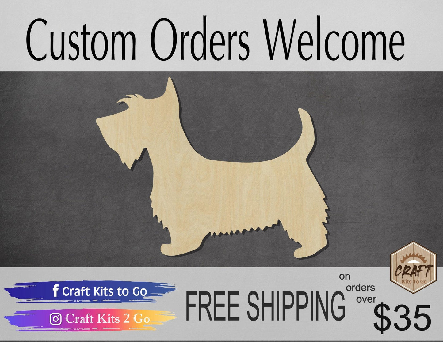 Scottie Dog wood shape wood cutouts Scottish Terrier animal cutouts DIY #1969 - Multiple Sizes Available - Unfinished Wood Cutout Shapes