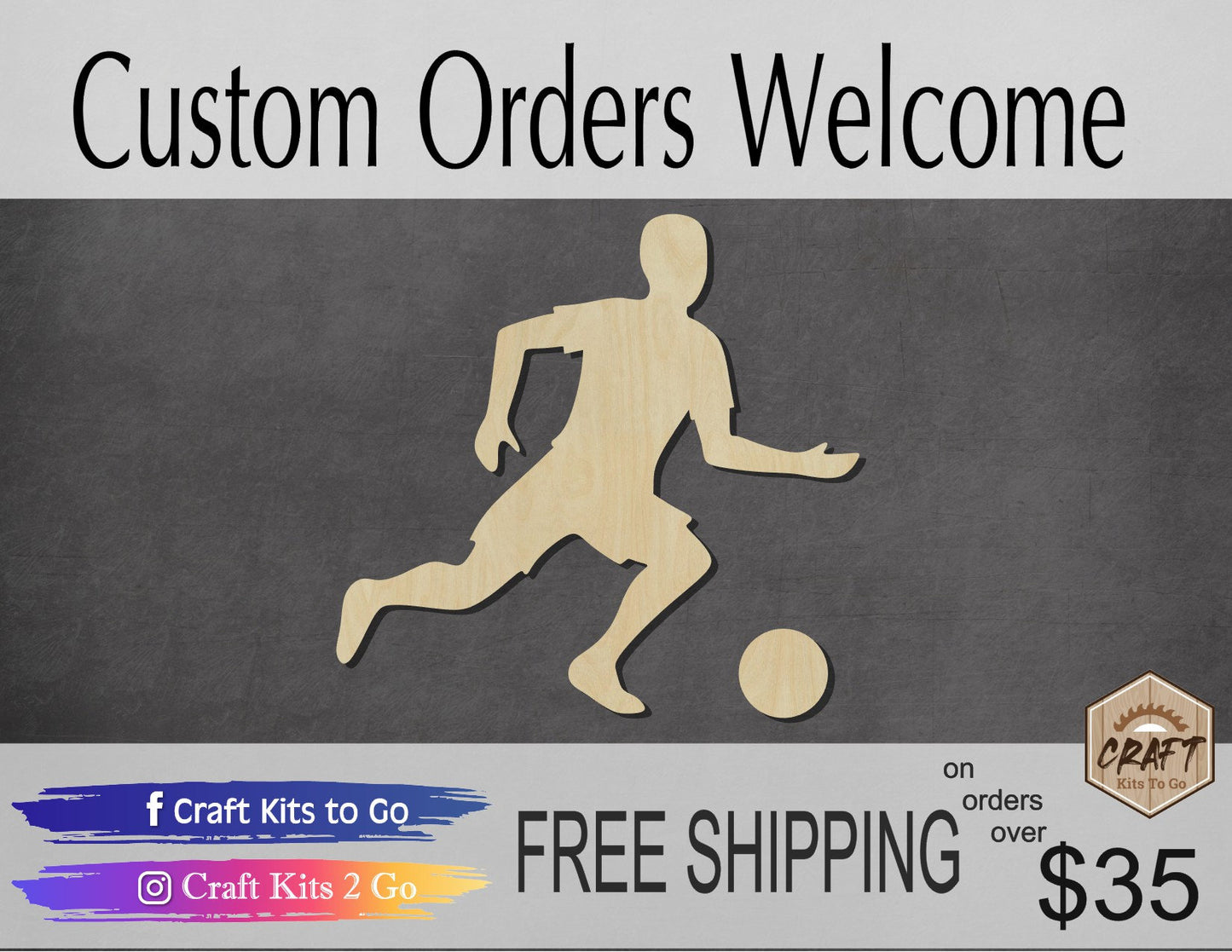 Soccer Player wood shape wood cutouts sports DIY paint kit #2029 - Multiple Sizes Available - Unfinished Wood Cutout Shapes