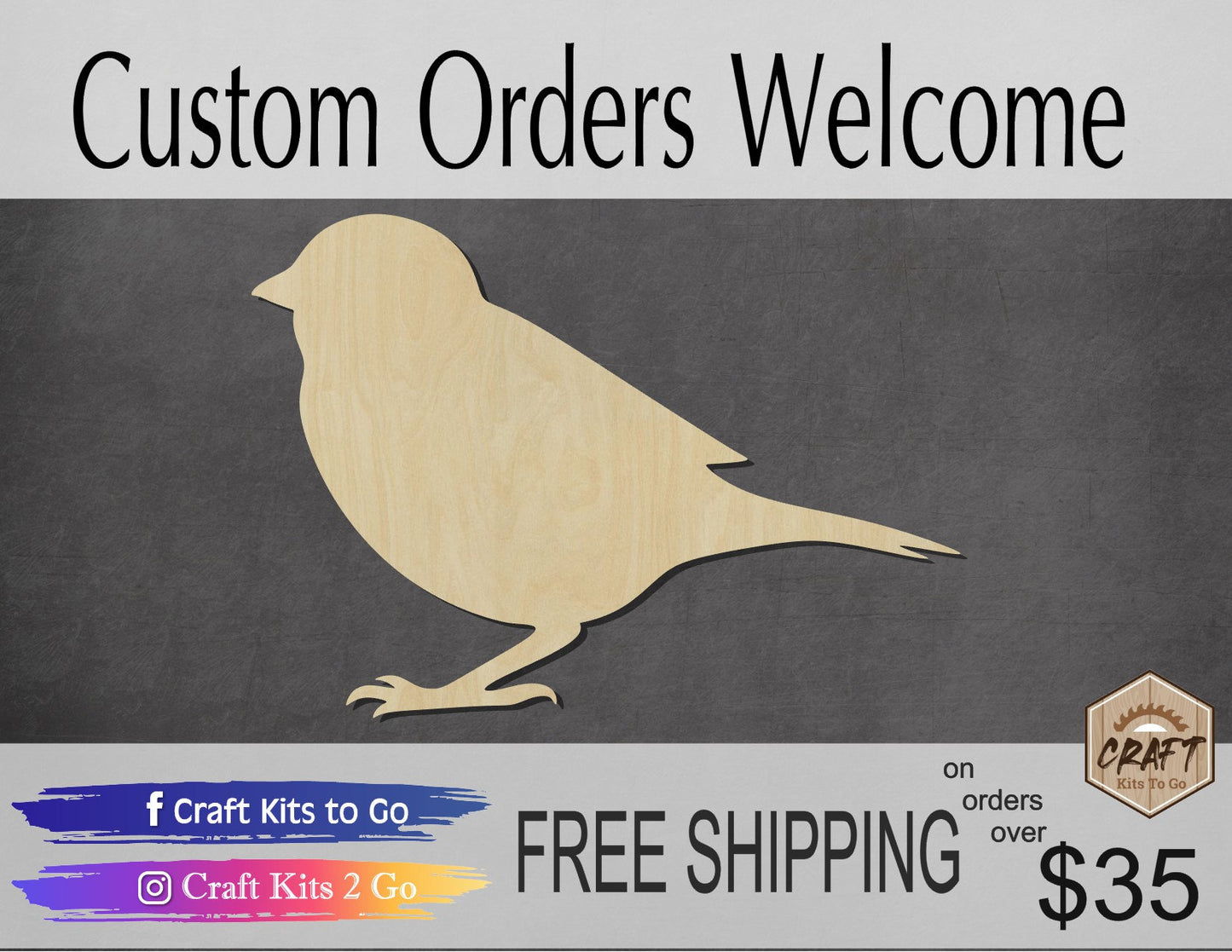 Sparrow wood shape wood cutouts Bird Cutouts Birds DIY Paint kit #2037 - Multiple Sizes Available - Unfinished Wood Cutout Shapes
