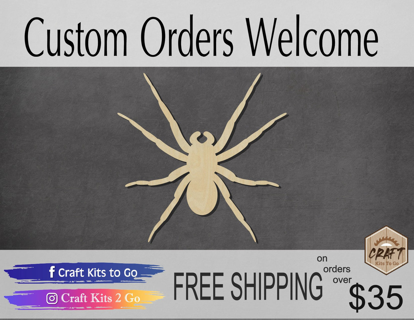 Spider wood shape wood cutouts DIY Paint kit Halloween craft Bugs #2041 - Multiple Sizes Available - Unfinished Wood Cutout Shapes