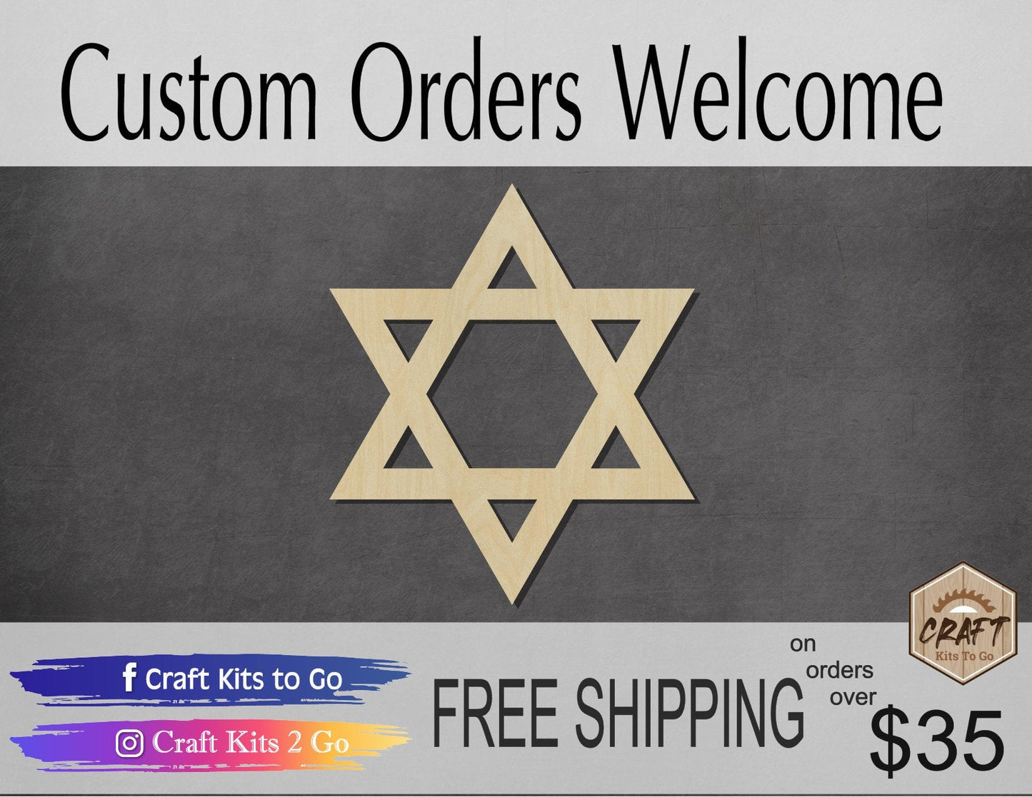 Star of David wood shape wood cutouts Jewish Jew DIY Paint kit #2056 - Multiple Sizes Available - Unfinished Wood Cutout Shapes