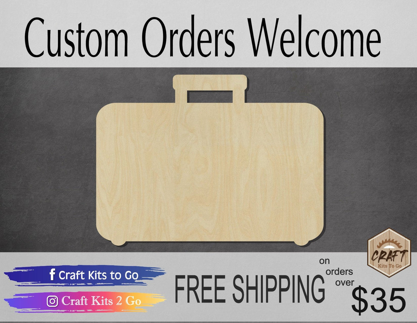 Suitcase wood shape wood cutouts Travel Vacation DIY paint kit #2069 - Multiple Sizes Available - Unfinished Wood Cutout Shapes