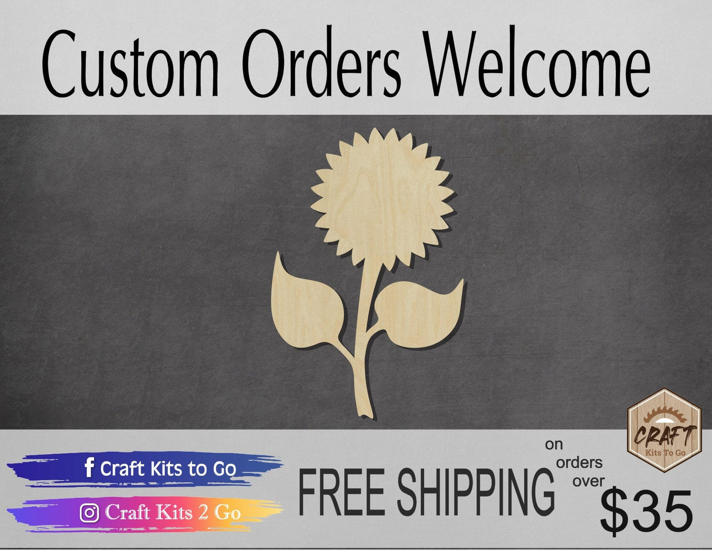 Sunflower wood shape wood cutouts Flowers Garden yard DIY paint kit #2070 - Multiple Sizes Available - Unfinished Wood Cutout Shapes