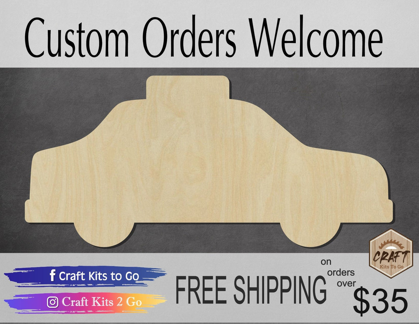 Taxi wood shape wood cutouts NYC DIY Paint kit #2085 - Multiple Sizes Available - Unfinished Wood Cutout Shapes