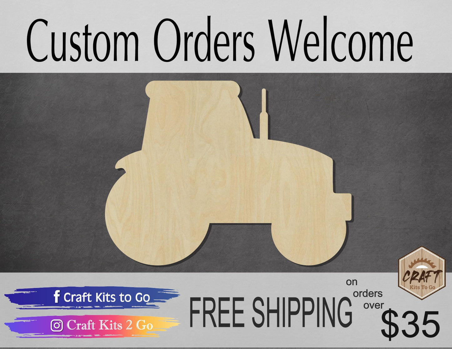 Tractor wood shape wood cutouts DIy Paint kit Farmer Rancher #2112 - Multiple Sizes Available - Unfinished Wood Cutout Shapes