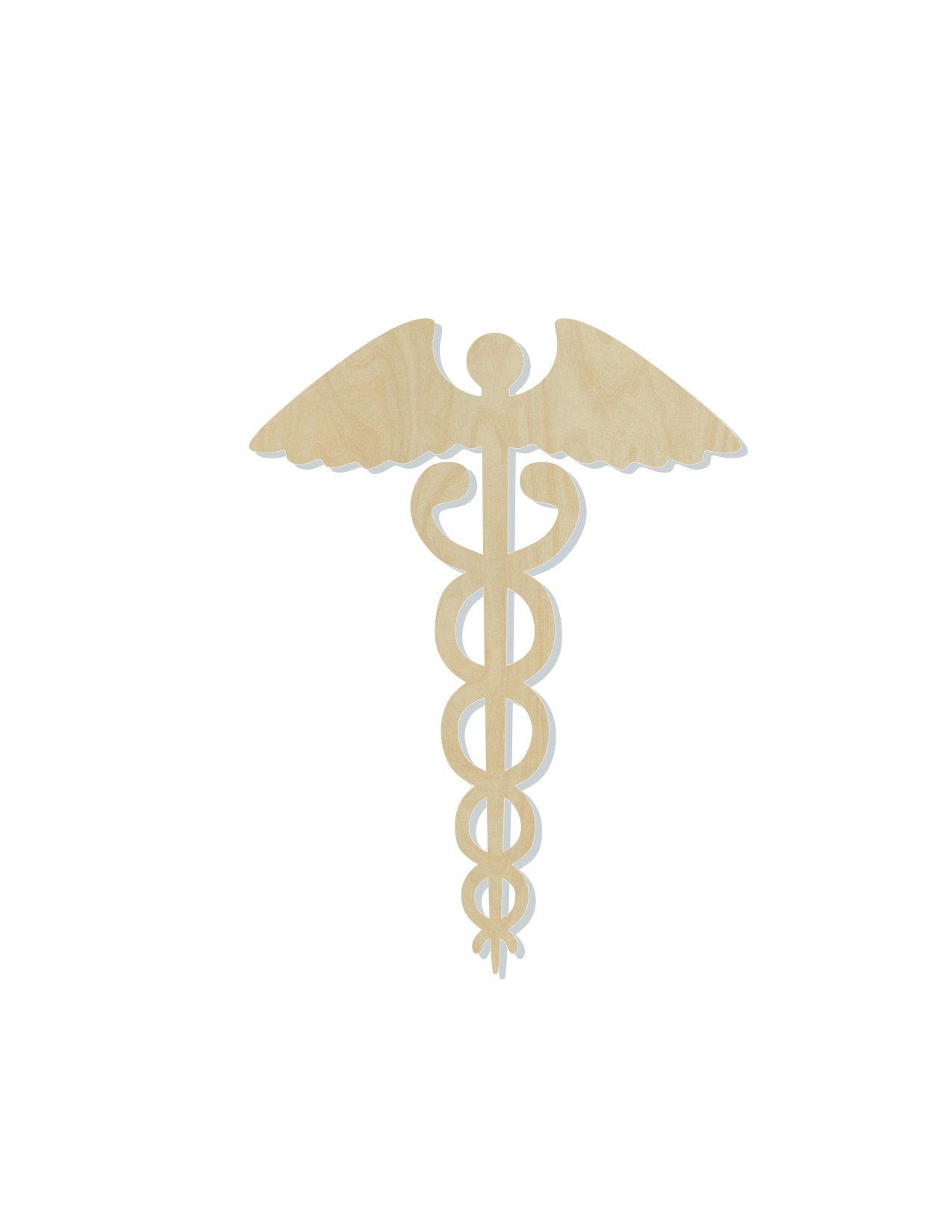 Caduceus Wood blank cutouts #1245 - Multiple Sizes Available - Unfinished Wood Cutout Shapes