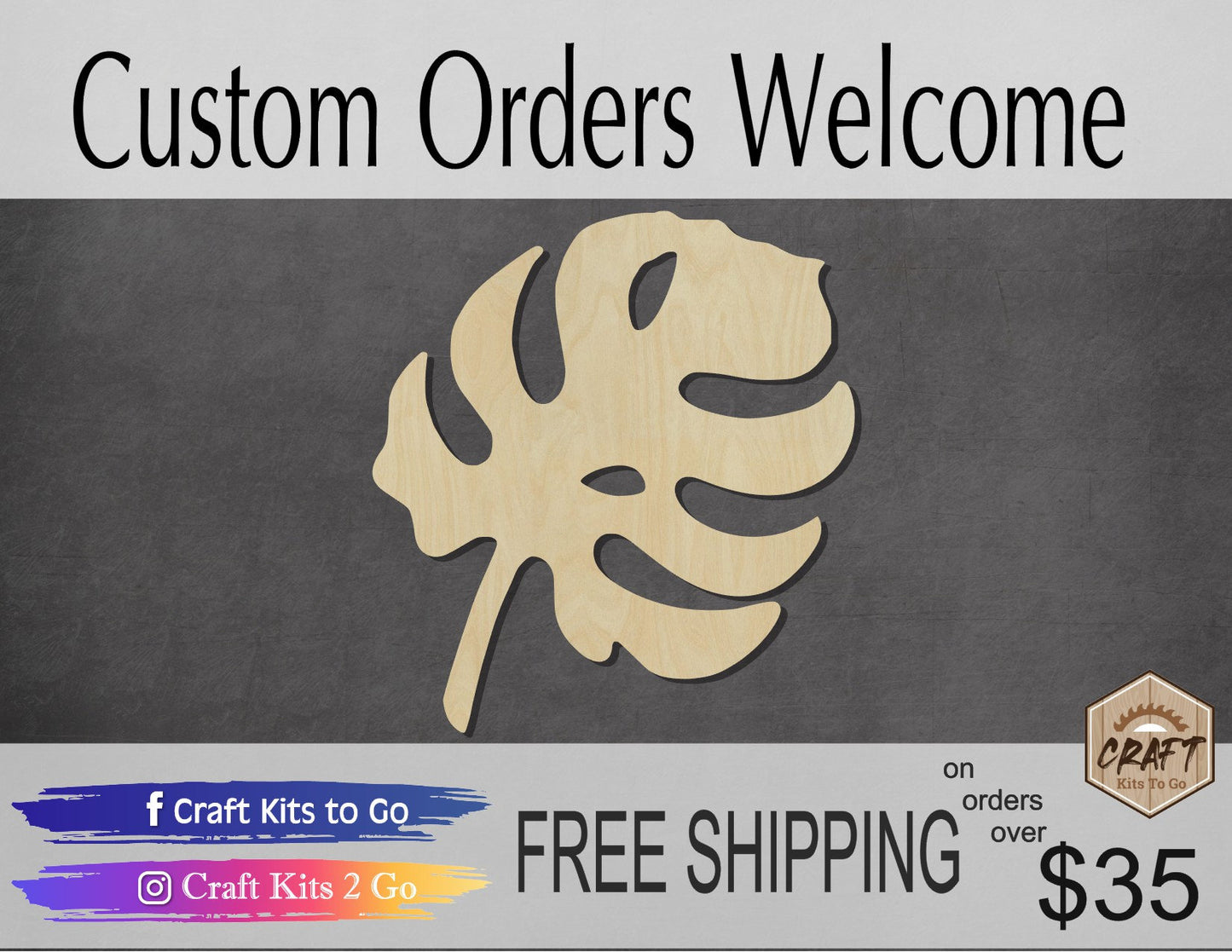 Split Leaf Philodendron Plants Garden Dinosaur Plant DIY paint kit #2245 - Multiple Sizes Available - Unfinished Wood Cutout Shapes
