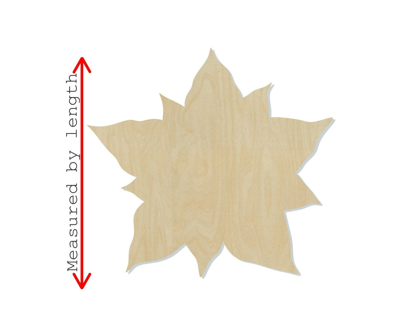 Poinsettia wood shape wood cutout flowers Christmas DIY paint kit #1868 - Multiple Sizes Available - Unfinished Wood Cutout Shapes