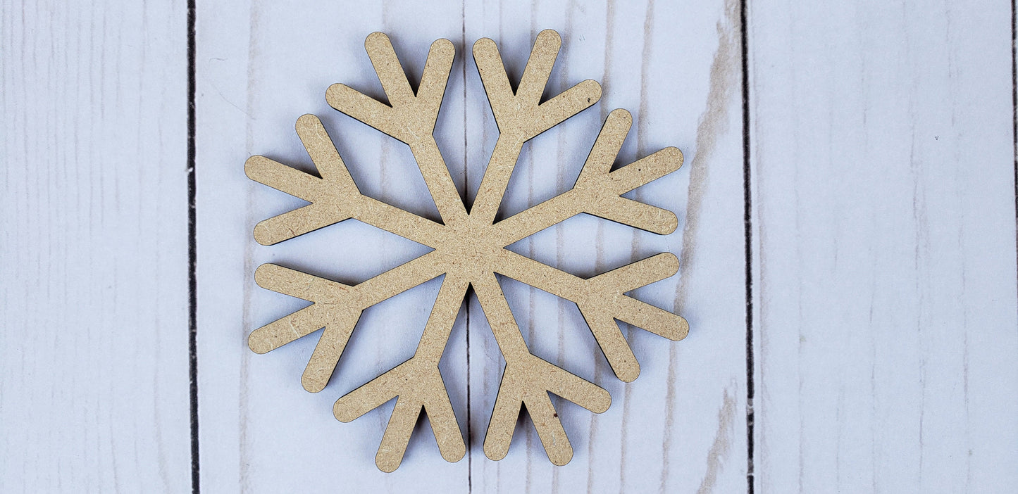 Snowflake wood shape wood cutouts snowing winter DIY Paint kit #2002 - Multiple Sizes Available - Unfinished Wood Cutout Shapes