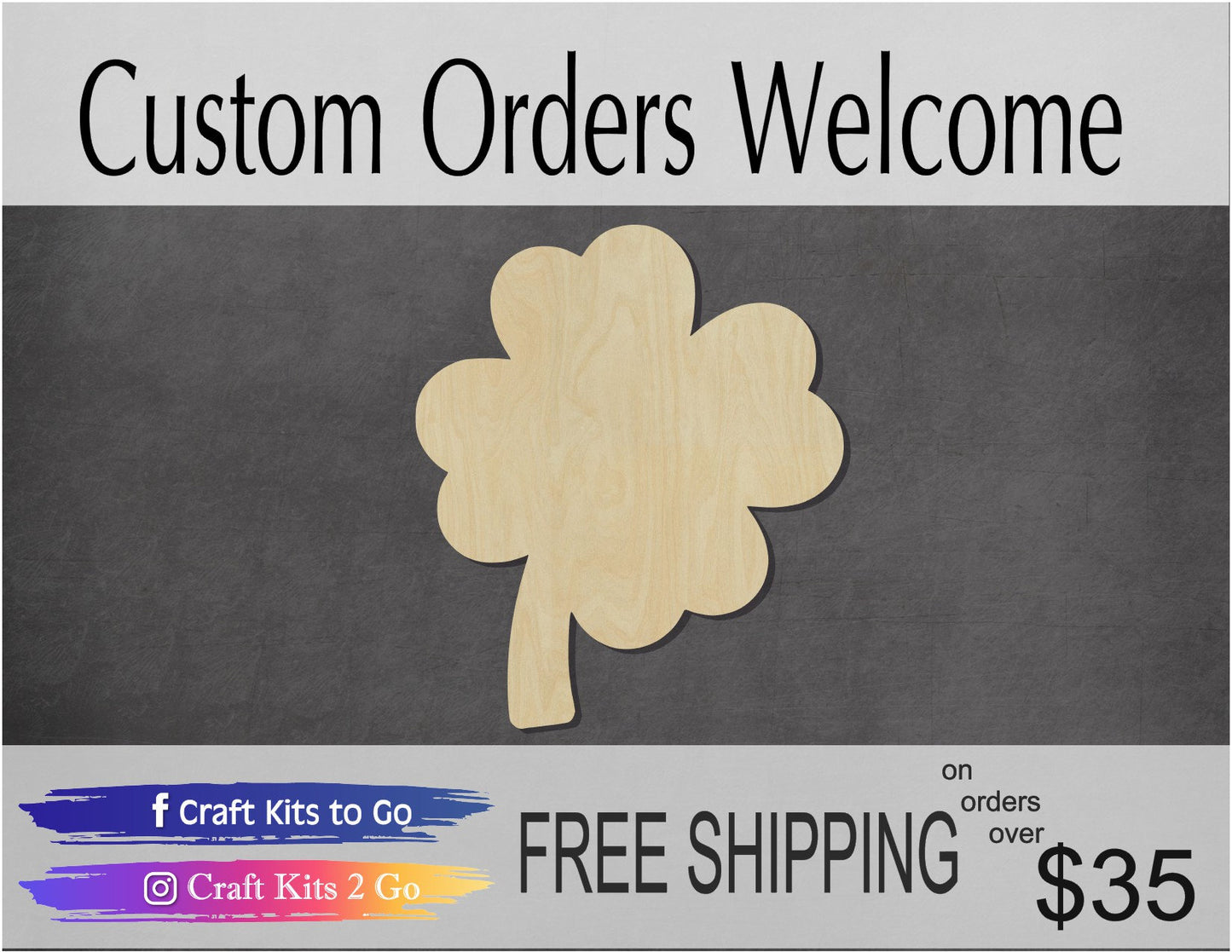 Clover Wood Cutout #1011 - Multiple Sizes Available - Unfinished Wood Cutout Shapes