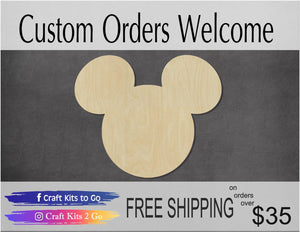 Mouse Head Cutout #1021 - Multiple Sizes Available - Unfinished Wood Cutout Shapes