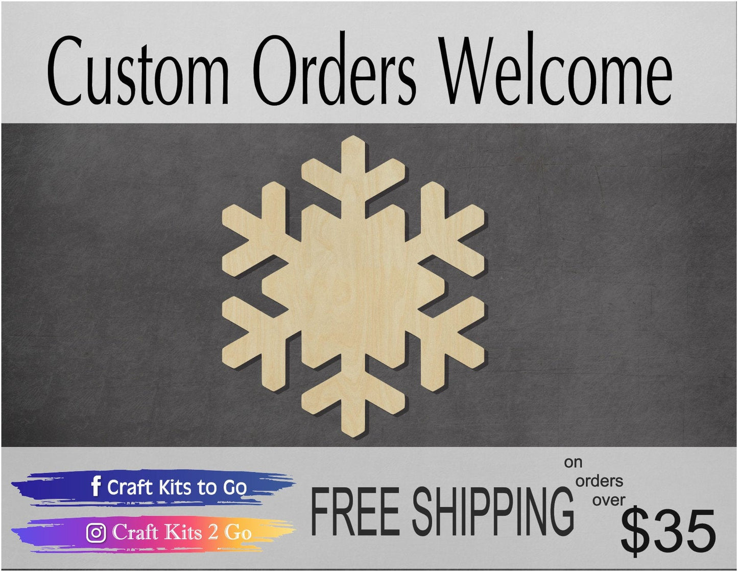 Snowflake Style #2 Wood Cutout #1028 - Multiple Sizes Available - Unfinished Wood Cutout Shapes