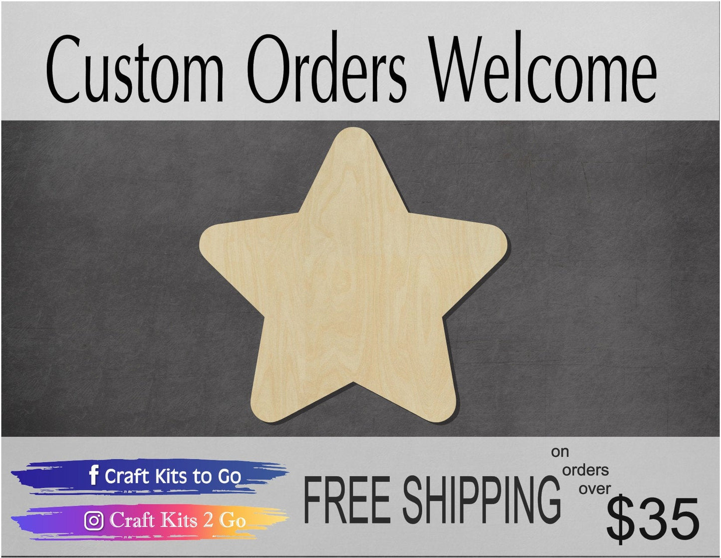 Star Wood Cutout #1031 - Multiple Sizes Available - Unfinished Wood Cutout Shapes