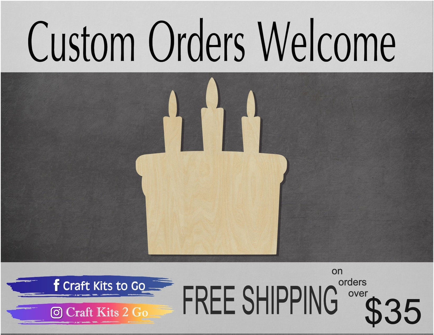 Birthday Cake Cutout #1043 - Multiple Sizes Available - Unfinished Wood Cutout Shapes