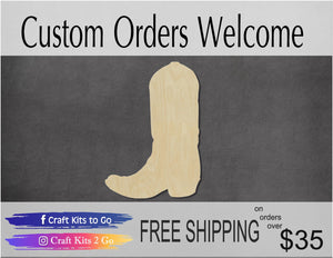 Cowboy Boot Blank Cowboy Boot Cutout #1056 - Multiple Sizes Available - Unfinished Wood Cutout Shapes
