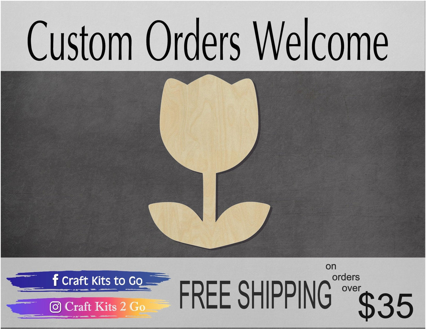 Tulip Blank Garden Flowers Tulip cutout #1095 - Multiple Sizes Available - Unfinished Wood Cutout Shapes