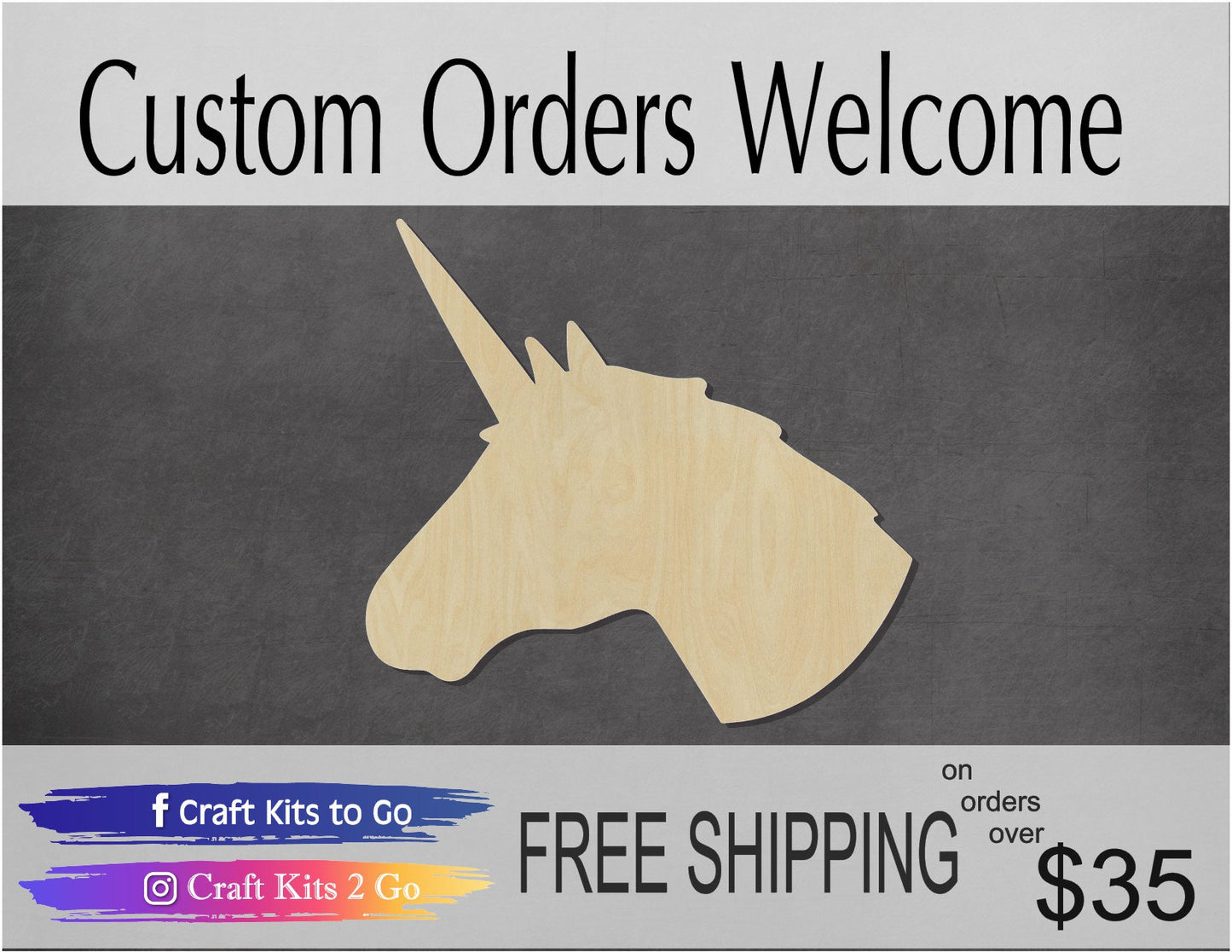 Unicorn Head Blank Magic Unicorn cutout #1105 - Multiple Sizes Available - Unfinished Wood Cutout Shapes