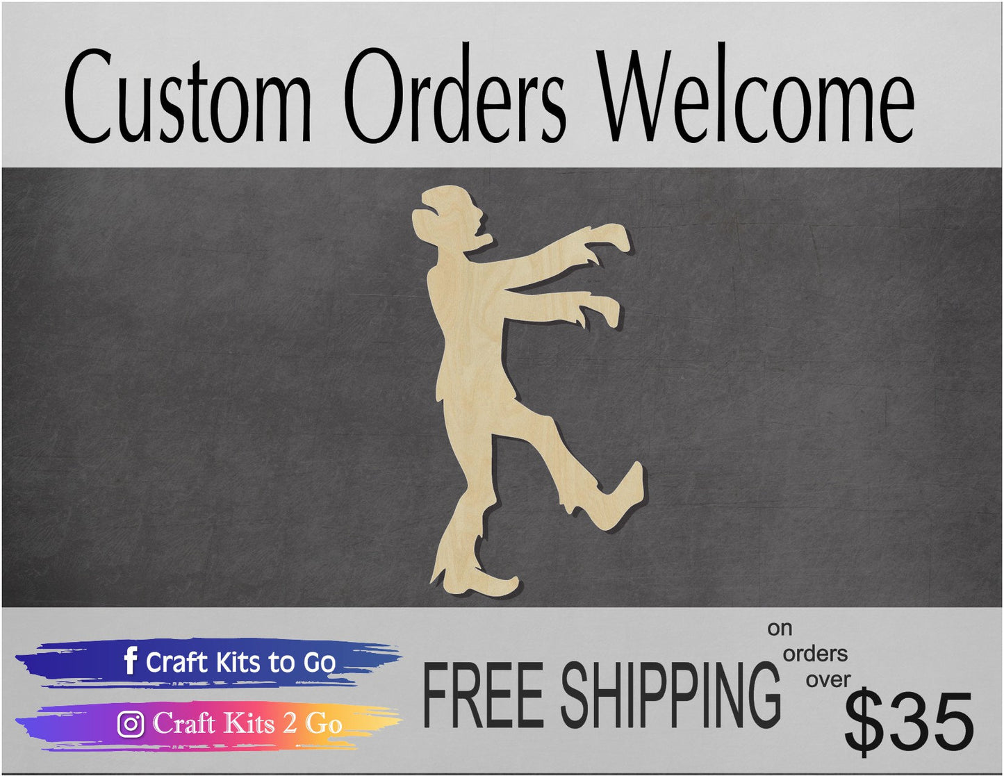 Zombie Blank Halloween Blanks #1110 - Multiple Sizes Available - Unfinished Wood Cutout Shapes