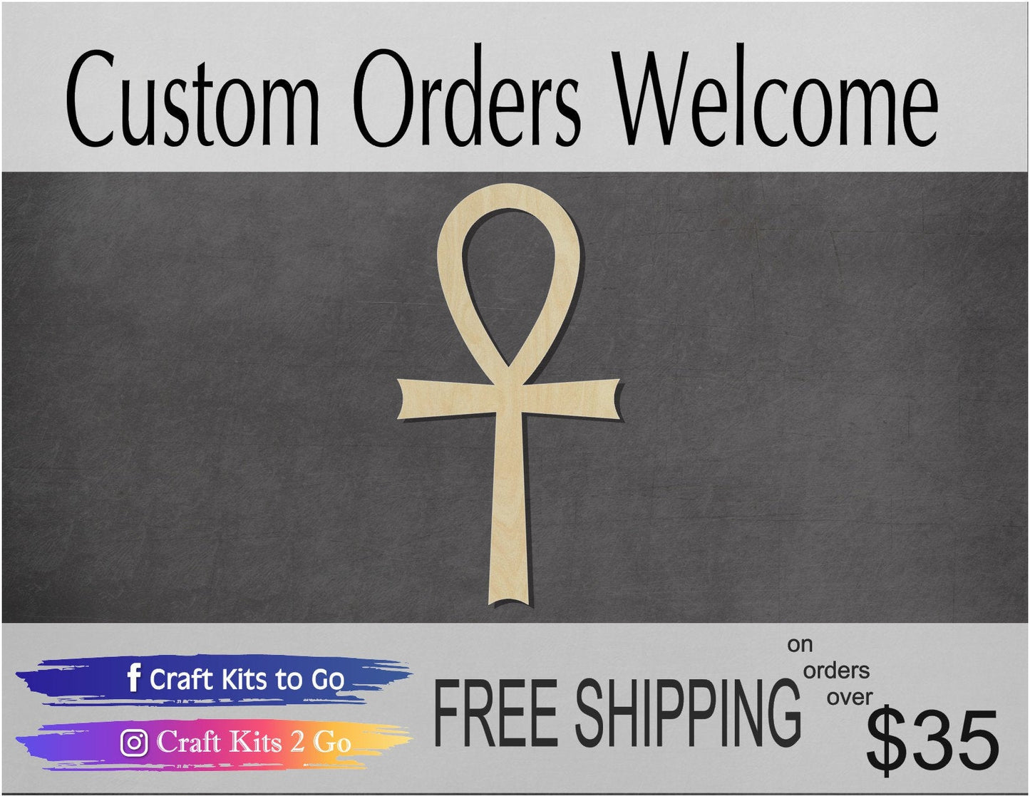 Ankh Cross blank religion #1126 - Multiple Sizes Available - Unfinished Wood Cutout Shapes