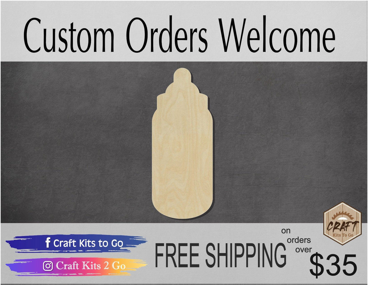 Baby Bottle Blank cutout baby shower baby #1145 - Multiple Sizes Available - Unfinished Wood Cutout Shapes