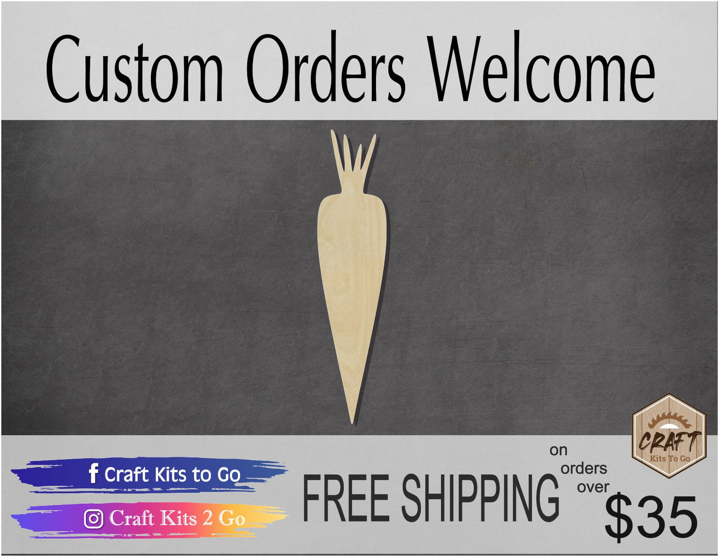 Carrot wood blank cutouts Kitchen food Garden DIY Paint #1262 - Multiple Sizes Available - Unfinished Wood Cutout Shapes