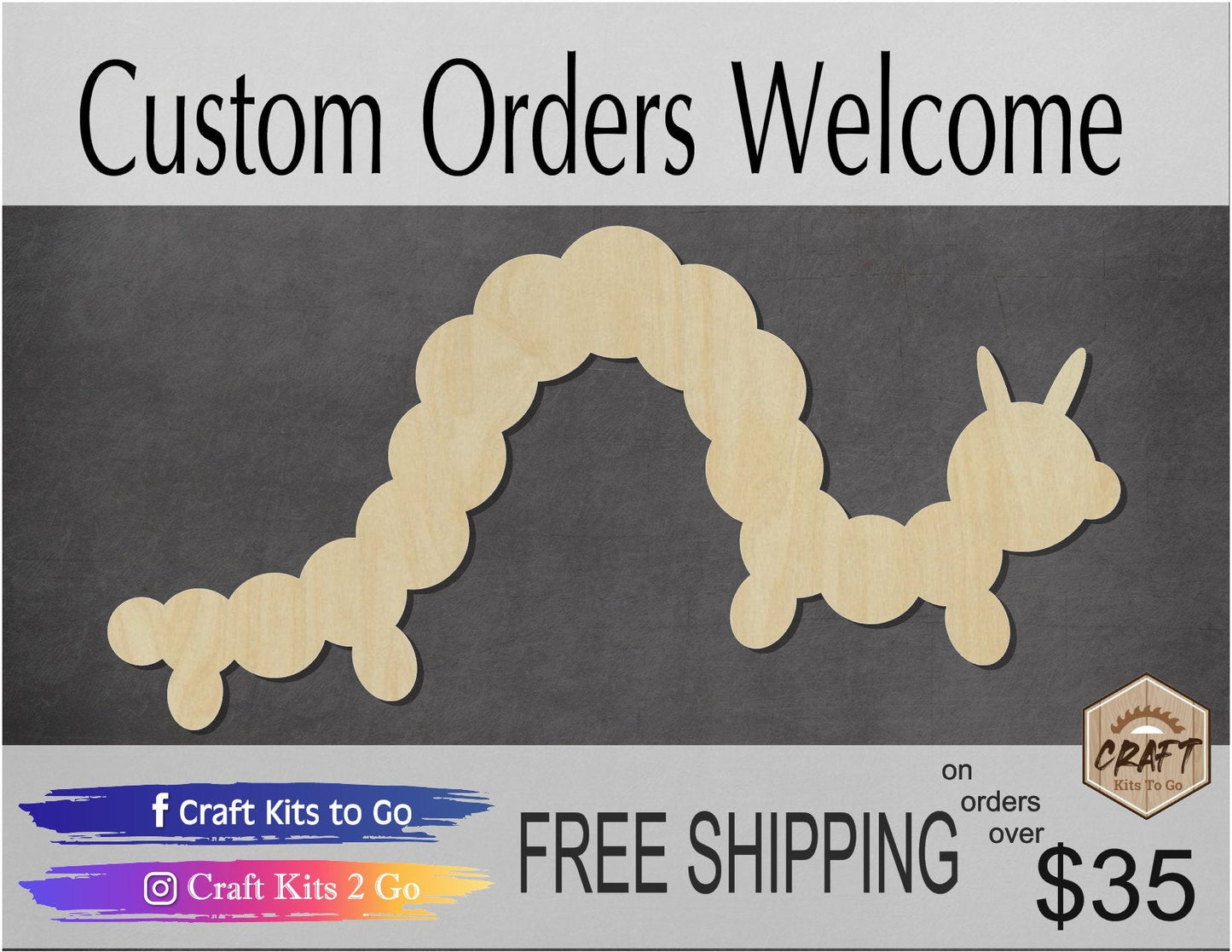 Caterpillar blank wood cutouts Animal cutouts Farm animals Garden Flowers #1265 - Multiple Sizes Available - Unfinished Wood Cutout Shapes