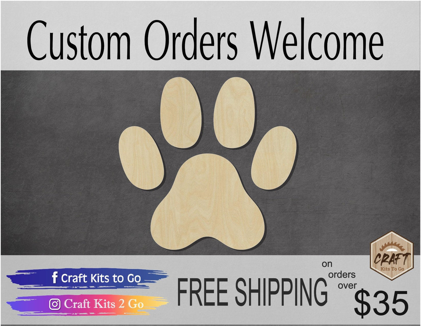 Cat Paw Animal cutouts animal blanks Farm animals #1268 - Multiple Sizes Available - Unfinished Wood Cutout Shapes