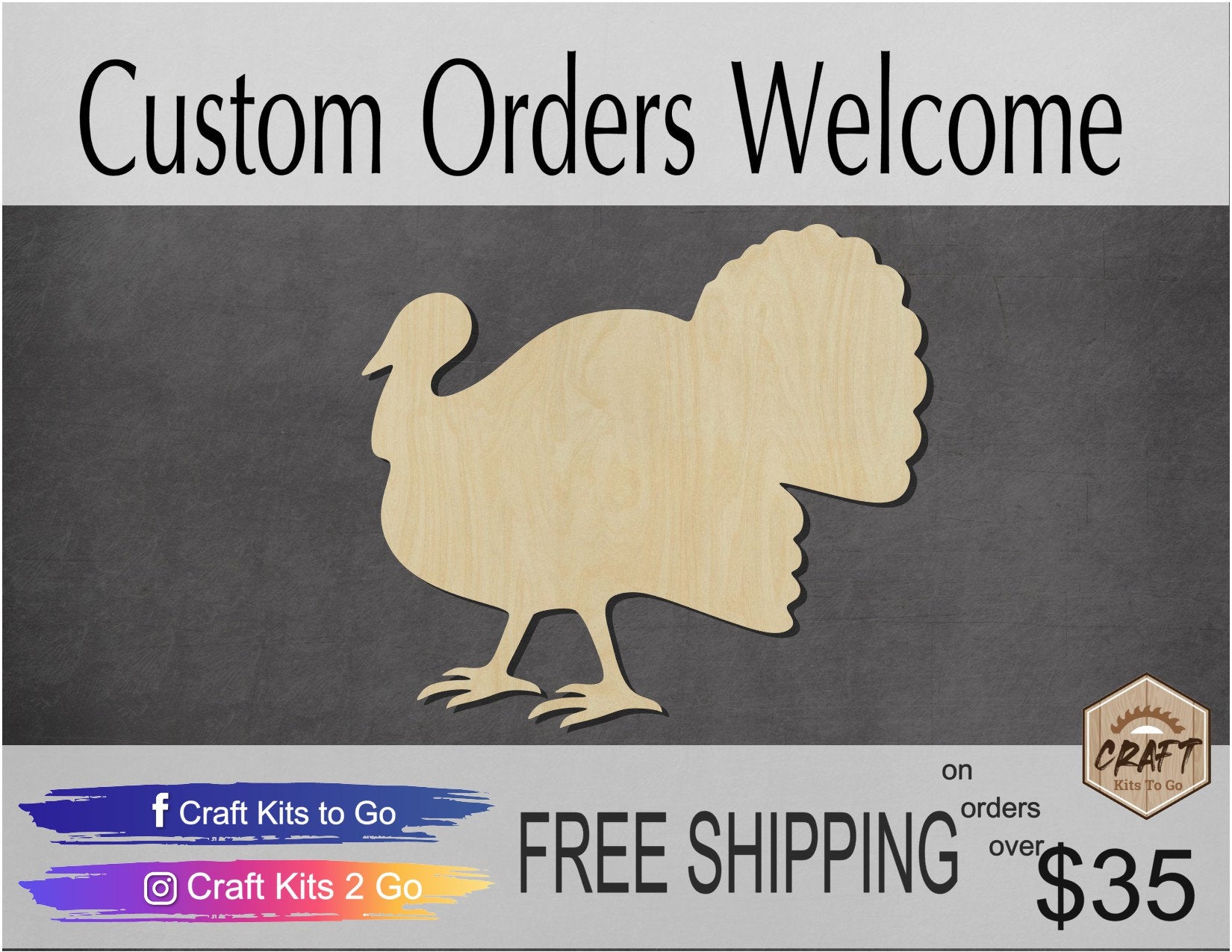 Turkey Wood Cutouts blank Thanksgiving Food fall craft Paint kit #2145 - Multiple Sizes Available - Unfinished wood Cutout Shapes